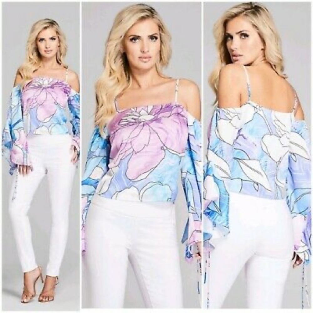 NEW! $138 Guess by Marciano Fluid Floral Top (S)